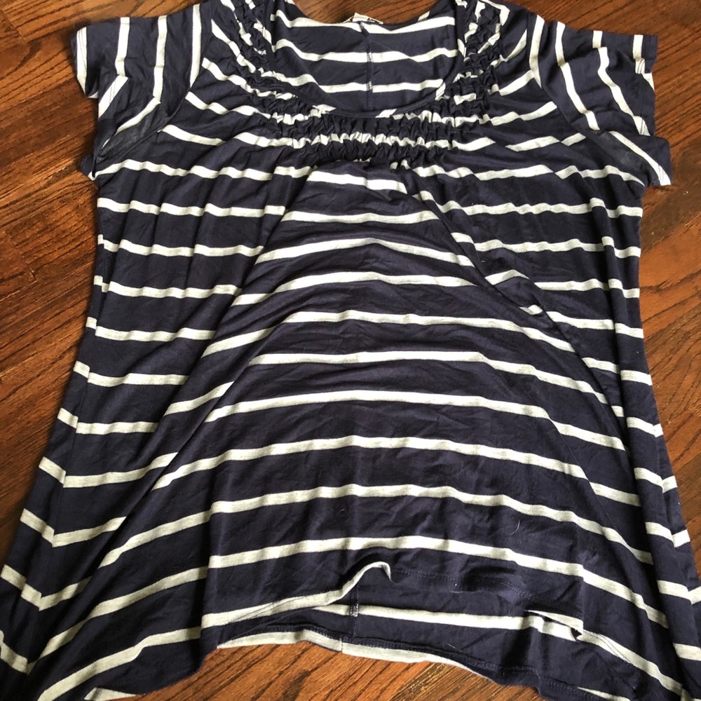 Maria Gabrielle blue and navy striped top